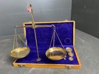 Brass scales with weights set