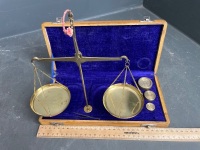 Brass scales with weights set - 2