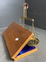 Brass scales with weights set - 4