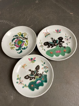 3 x vintage Asian dishes 130-140mm diameter