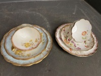 2 x antique English trios gilded edge - 2