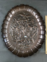 Large Oval Hand Beaten Arts & Crafts Copper Platter - 3