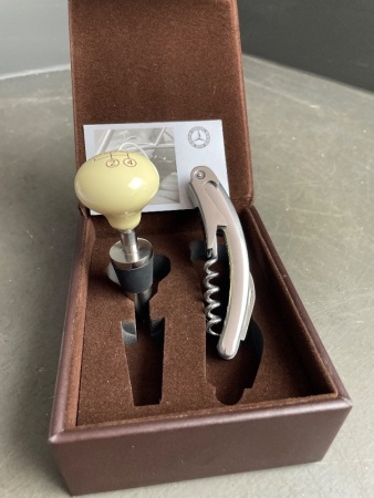 Mercedes Benz boxed wine stop and opener/corkscrew