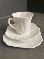 Shelley English China "white dainty " fluted dish and cup , saucer , plate set c1925-1940 - 4