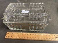 Qty of cut glassware and wooden musical tray - 2