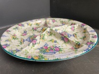 Royal Winton all-over-floral "Pelham " divided dish c1934/1950 280mm across - 5