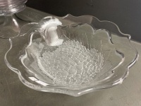  Large Crystal Bowl & Large Glass Centrepiece.Bowl, Lalique Style Serving Basket & Orrefors Crystal Serving Platter - 5