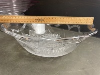  Large Crystal Bowl & Large Glass Centrepiece.Bowl, Lalique Style Serving Basket & Orrefors Crystal Serving Platter - 6