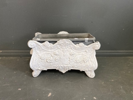 Vintage White Heavy Metal Planter