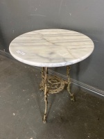 Marble and Brass Side Table - 3