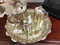 4 Piece Antique Silver Plated Britannia Metal Tea Set - As Is