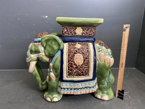 Asian Elephant Ceramic Foot Stool