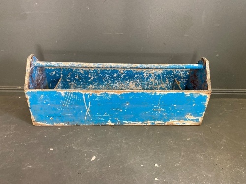 Large Blue Wooden Tool Caddy