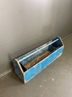 Large Blue Wooden Tool Caddy - 3