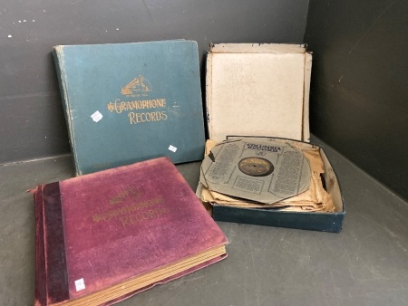  Two folders and one box containing 43 x 78rpm records, including Enrico Caruso singing Faust and Ave Maria, several songs by Bing Crosby and one by Paul Robeson.