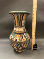 Tunisian Baluster Vase with White Metal Encasement