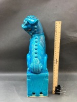 Large Turquoise Glazed Ceramic Temple / Foo Dog - 4