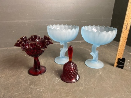 Blue and Red Glass Ware