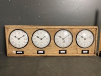 Antique Style 4 World Clocks in frame - 2