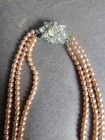 3 Strand Pearl Necklace with Diamante Clasp - 2