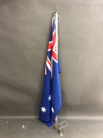 Vintage Chrome Flagstaff, Wall Mount & Aussie Flag