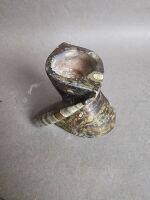 Candle Holder carved from 400 million year old fossil filled marble from Morocco