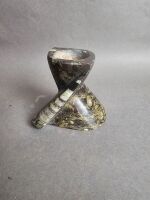 Candle Holder carved from 400 million year old fossil filled marble from Morocco - 3