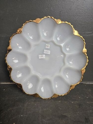 Gilded Milk Glass Serving Platter