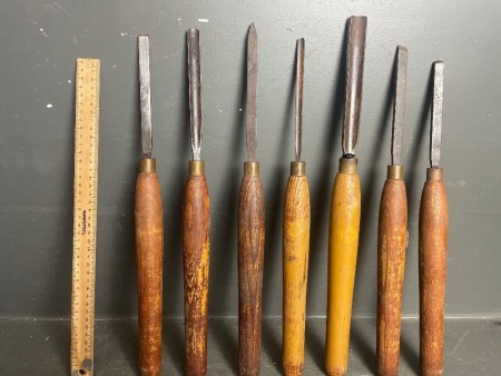 7 Assorted Henry Taylor Work Turning Chisels