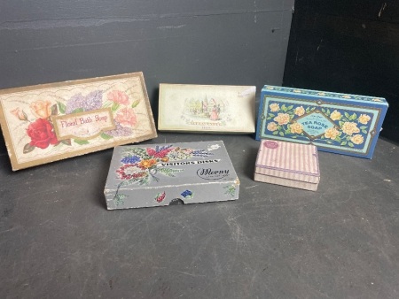 Assorted Vintage Soap and Manicure Packs + 2 Empty Soap Boxes