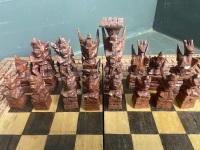 Hand Carved Teak Chess & Backgammon Boxed Set - 2