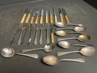 Selection of Bone Handles & Silver Plate Cutlery