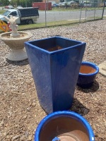 Large Blue Glazed Terracotta Plant Pot - group qty choice lot (20, 21, 22) - 2