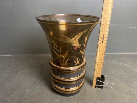 Large Franse Bruin Glass Vase