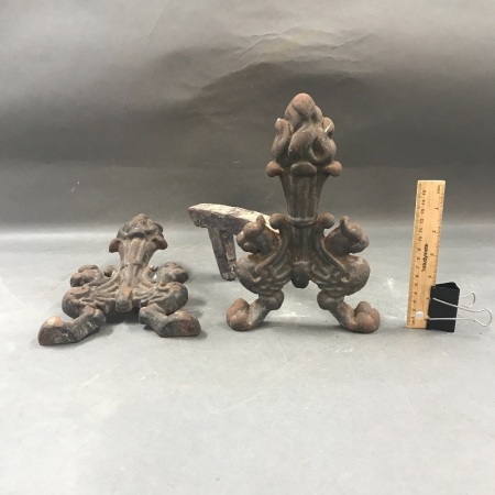 Pair of Antique Cast Iron Fire Dogs 1 As Is - From Tasmania