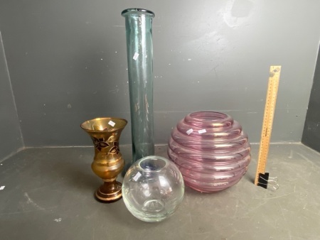 Selection of 4 Glass Vases