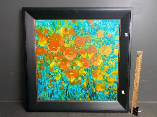 Gary Meyers Signed Acrylic on Canvas Framed Flowers