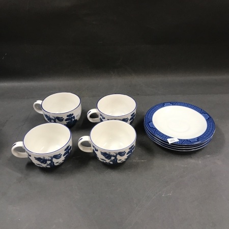 4 Royal Doulton 'Real Old Willow' Cups & Saucers