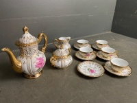 Old Crown Japanese Pink Rose and Gold Trim Tea Set - 2