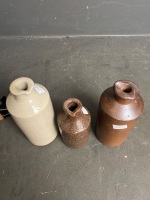 3 Vintage Stoneware Ink Bottles - 1 marked Lovatt ltd - 2