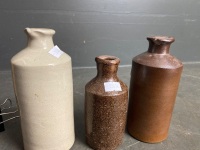 3 Vintage Stoneware Ink Bottles - 1 marked Lovatt ltd - 3