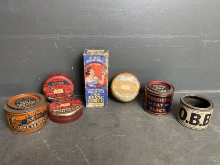 Lot of Various Vintage Leather Care Tins