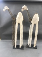 2 Springy Necked Carved Camels - 2