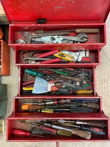 Large Metal Tool Box Full of Tools and Equipment