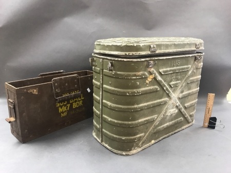 Vintage Military Aluminium Esky & Ammo Box - As Is