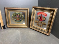 2 Framed Bar Mirrors - Brisbane Bitter Ale and Ballarat Stout