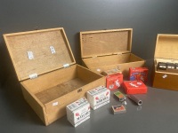 Four Wooden Storage and Filing Boxes & Collection of Matches - 2