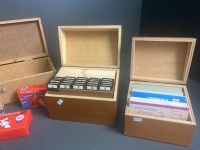 Four Wooden Storage and Filing Boxes & Collection of Matches - 3