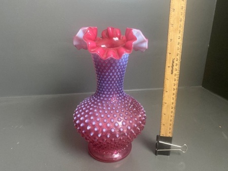 Fenton Pink Hobnail Vase