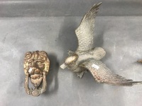 Cast Brass Lions Head Door Knocker & Heavy Brass Duck - 3